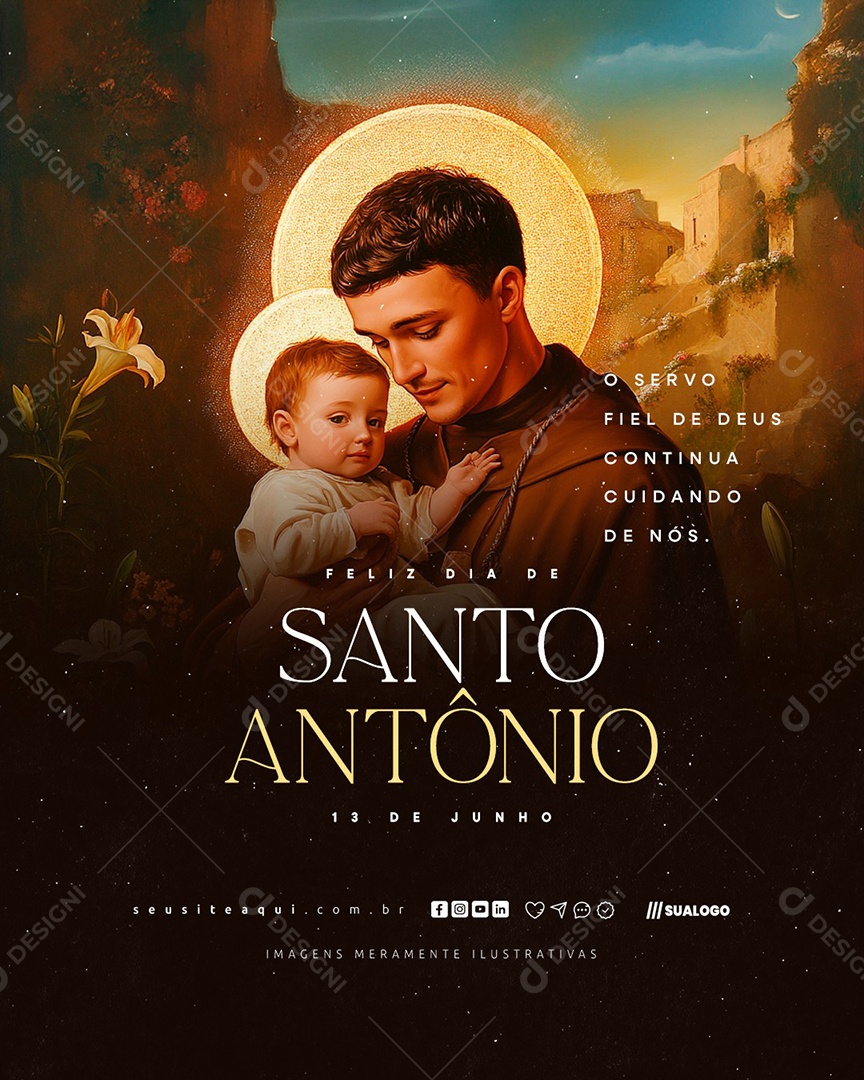 Feliz Dia de Santo Antônio 13 de Junho Social Media PSD Editável