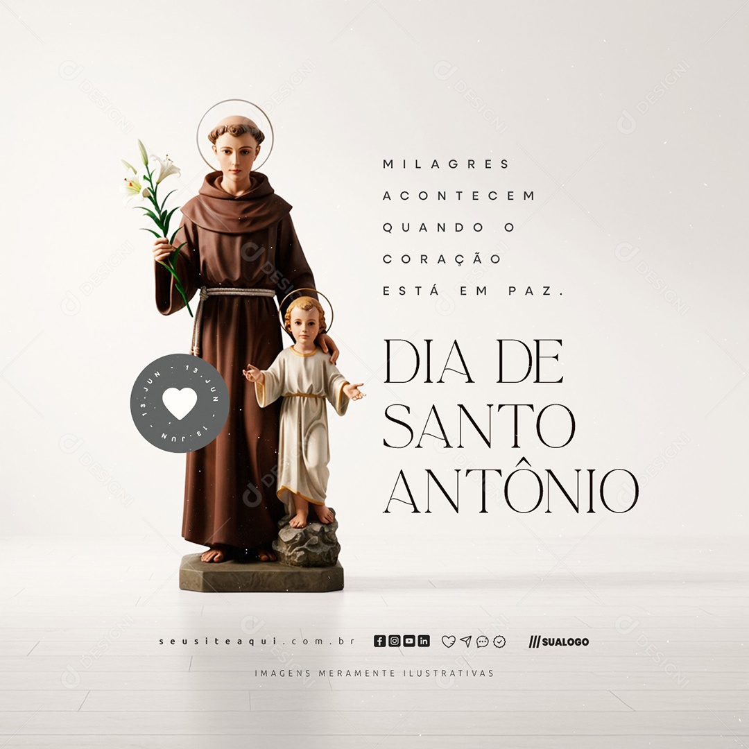 Dia De Santo Antônio 13 De Junho Social Media PSD Editável