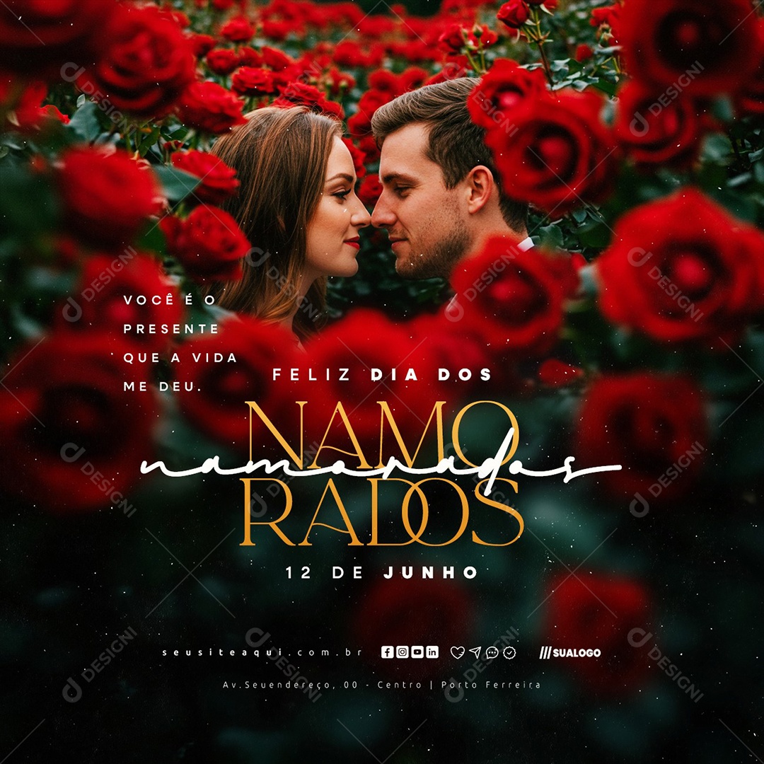 Feliz Dia dos Namorados 12 de Junho Social Media PSD Editável