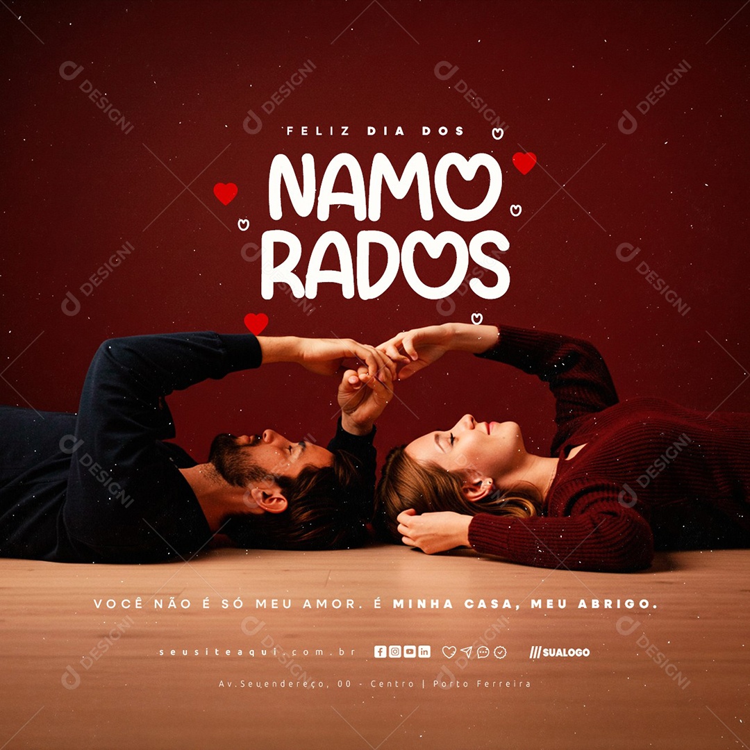 Feliz Dia dos Namorados 12 de Junho Social Media PSD Editável