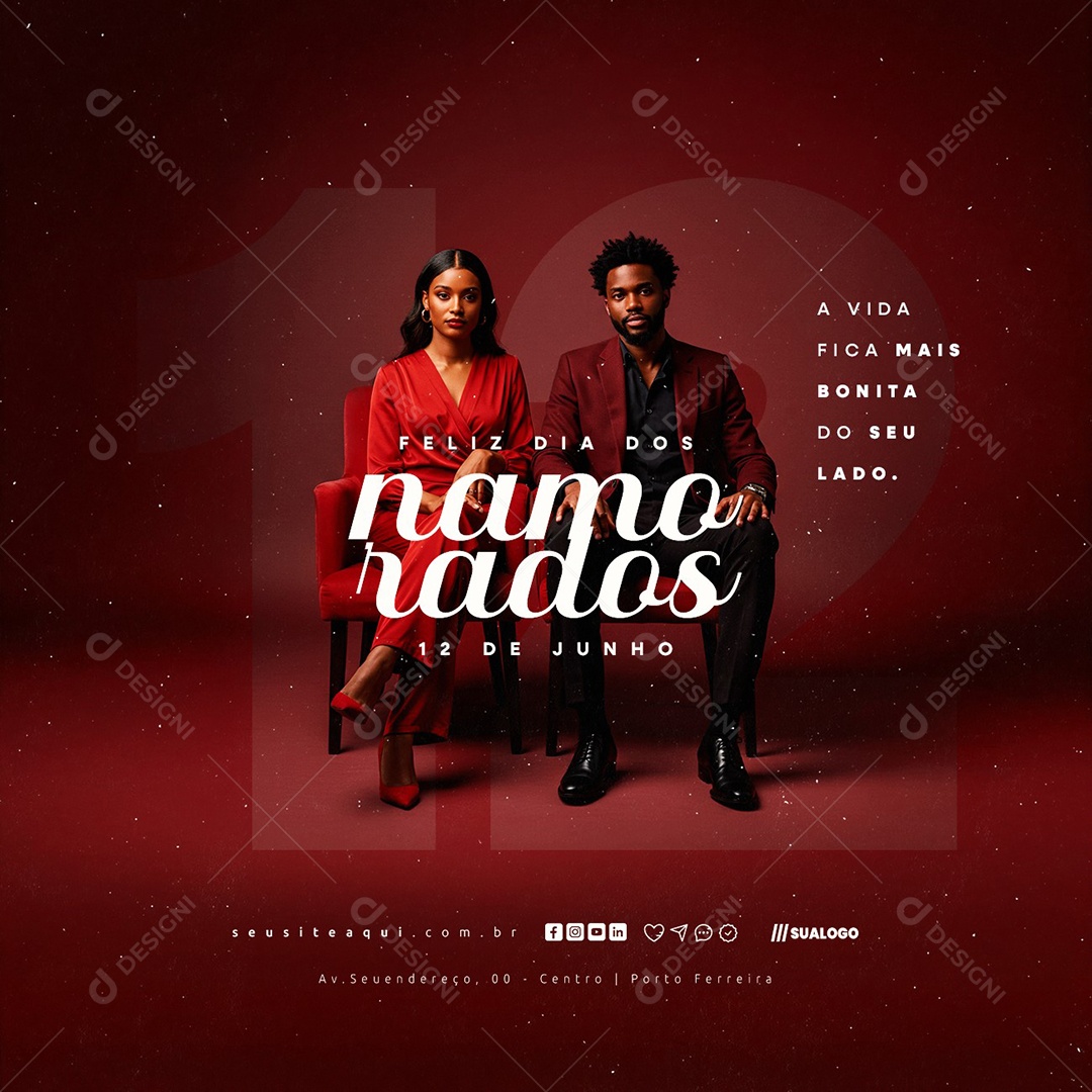 Feliz Dia dos Namorados 12 de Junho Social Media PSD Editável