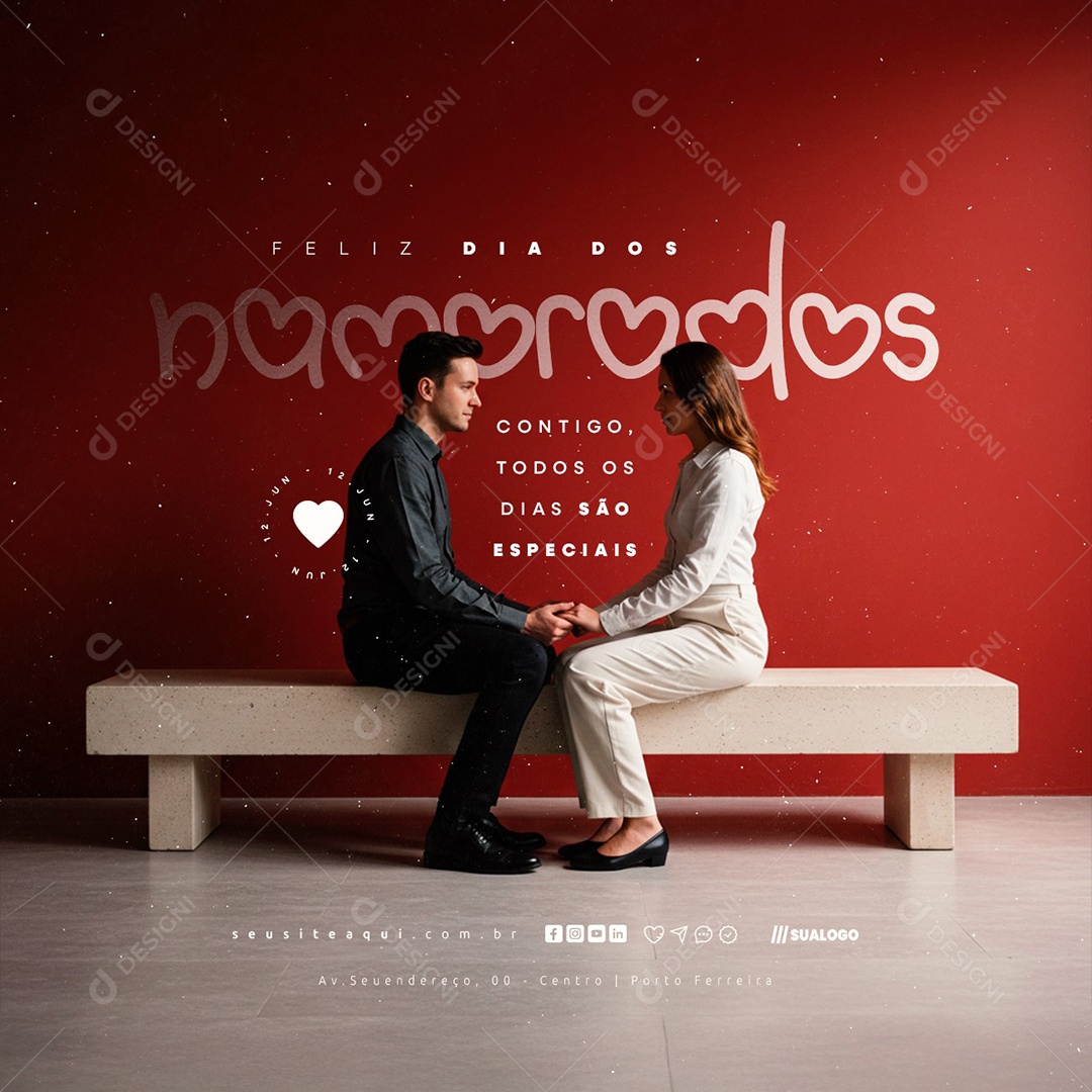 Feliz Dia dos Namorados 12 de Junho Social Media PSD Editável