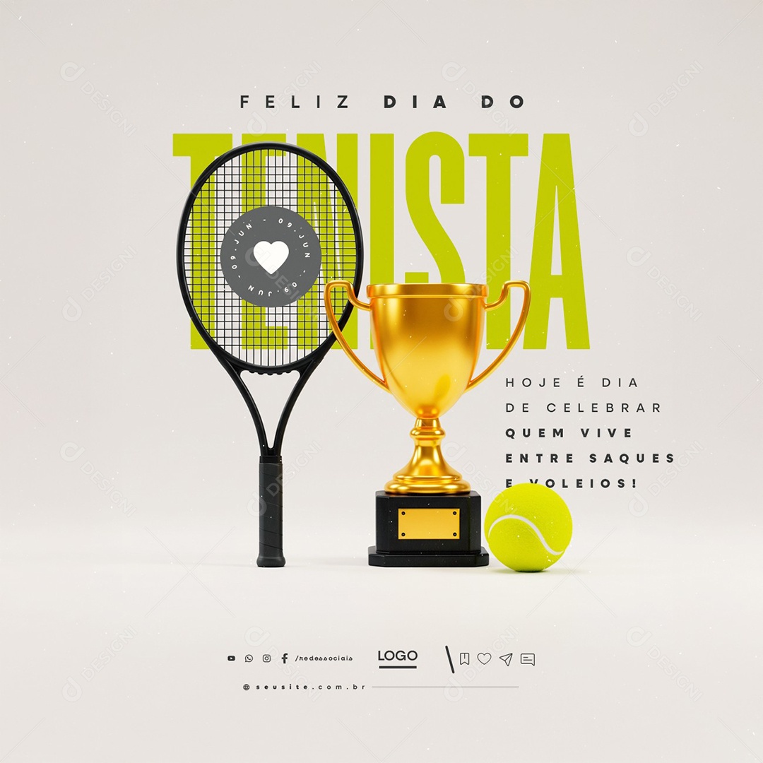 Feliz Dia do Tenista 09 de Junho Social Media PSD Editável