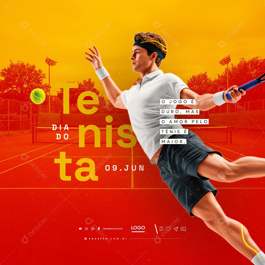Dia do Tenista 09 de Junho Social Media PSD Editável