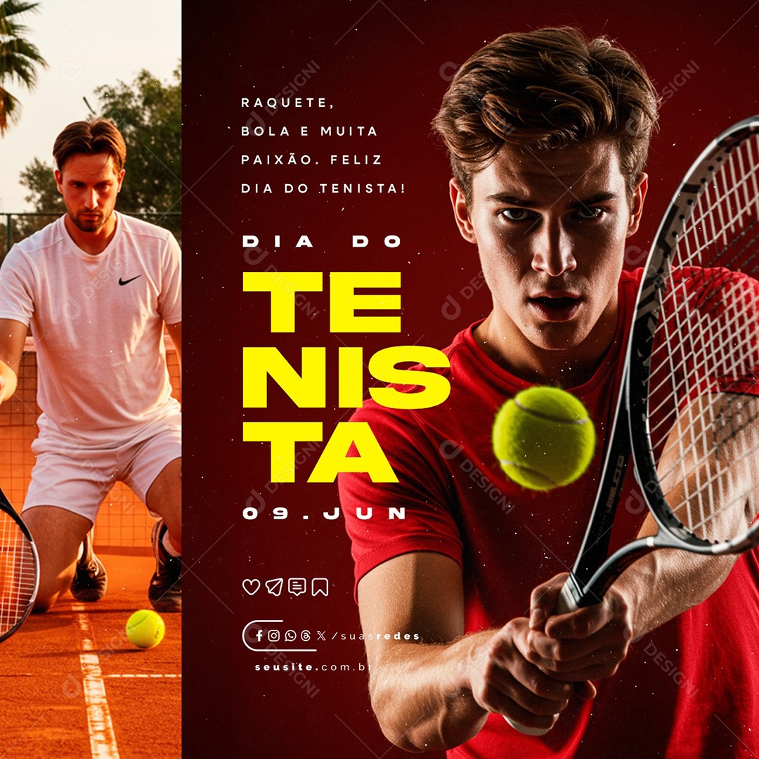 Dia do Tenista 09 de Junho Social Media PSD Editável