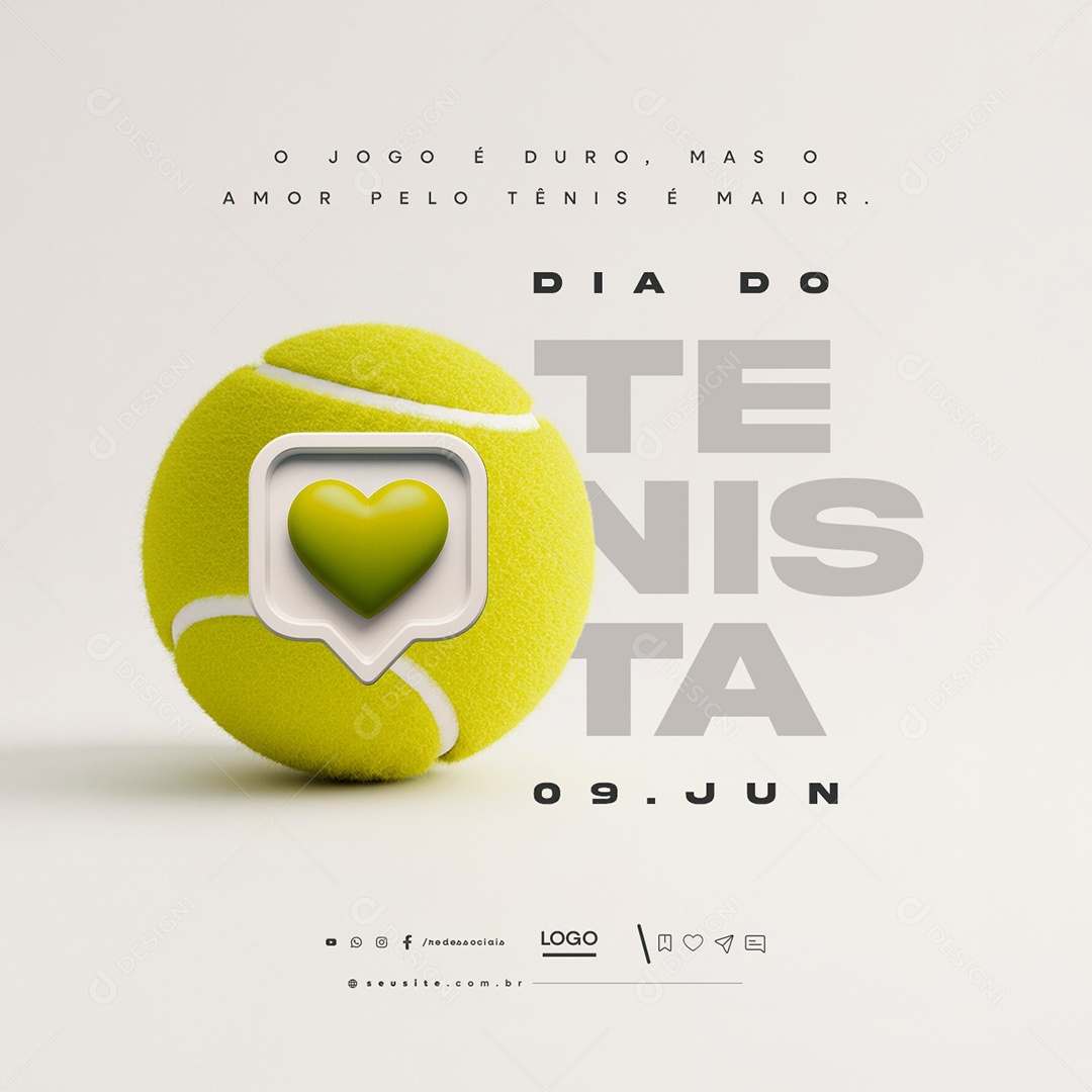 Dia do Tenista 09 de Junho Social Media PSD Editável