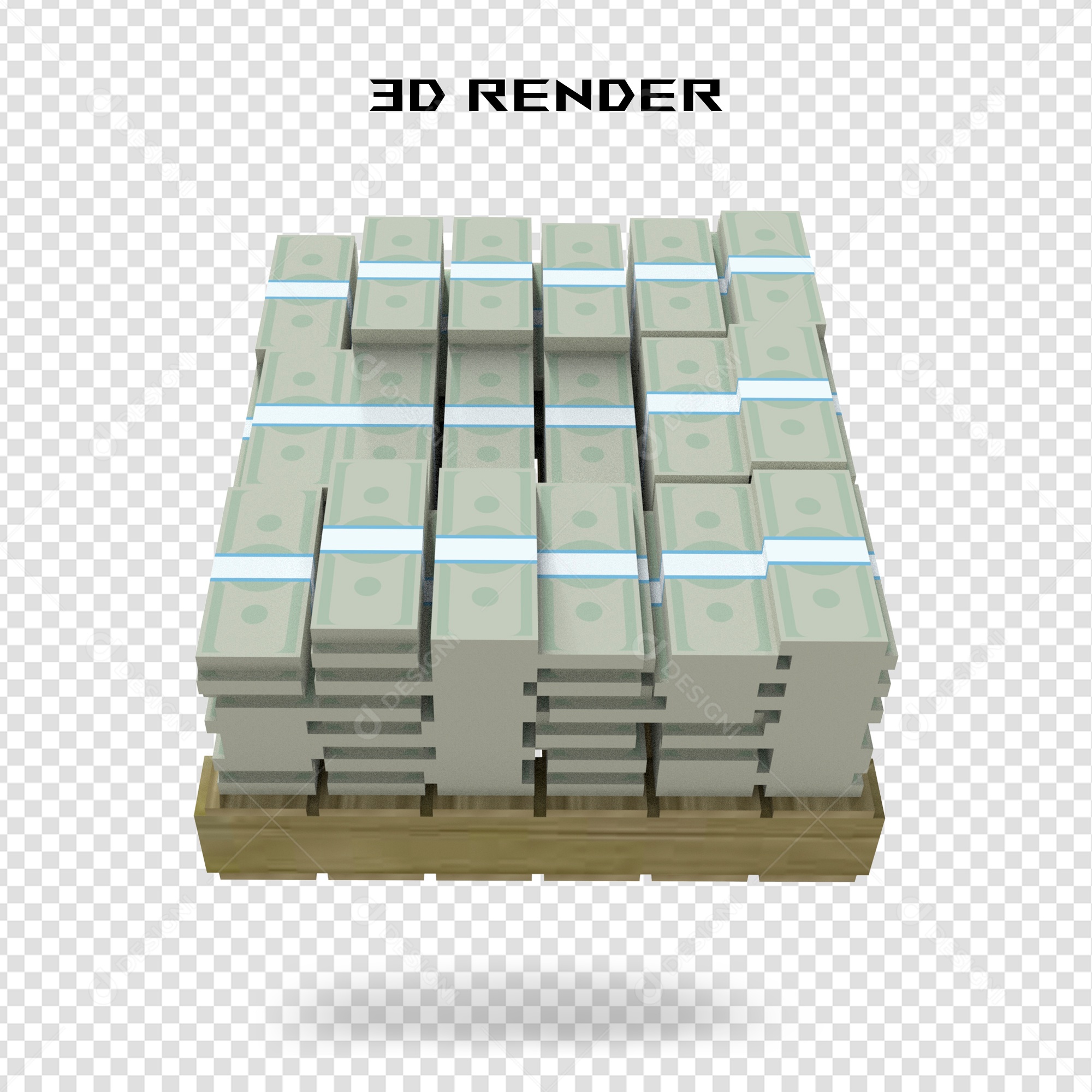 Elemento 3D Nota de 100 Dólar para Composição PSD