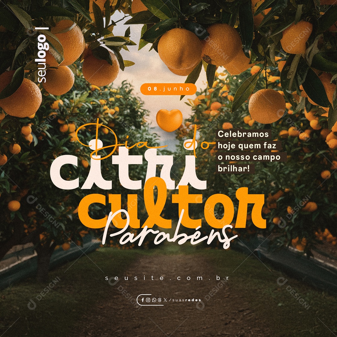 Dia Do Citricultor 08 De Junho Parabéns Social Media PSD Editável