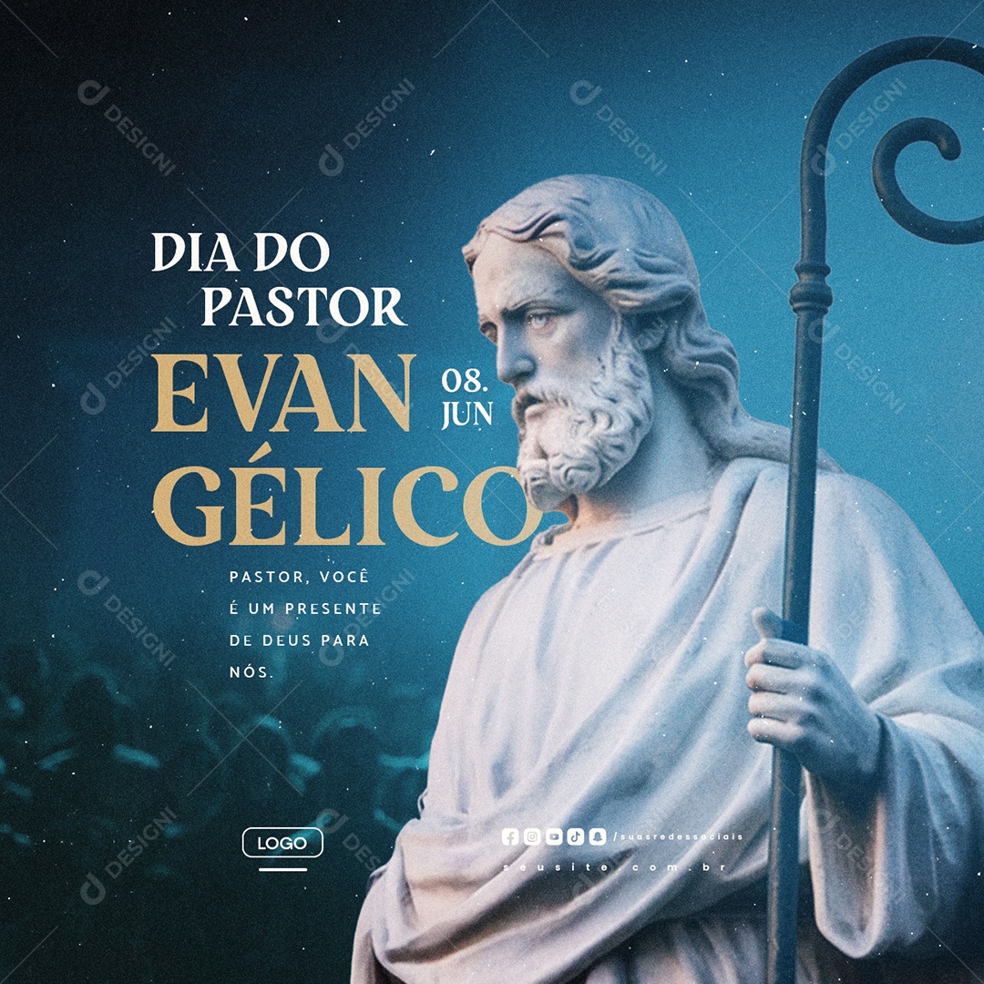 Dia do Pastor Evangélico 08 de Junho Social Media PSD Editável