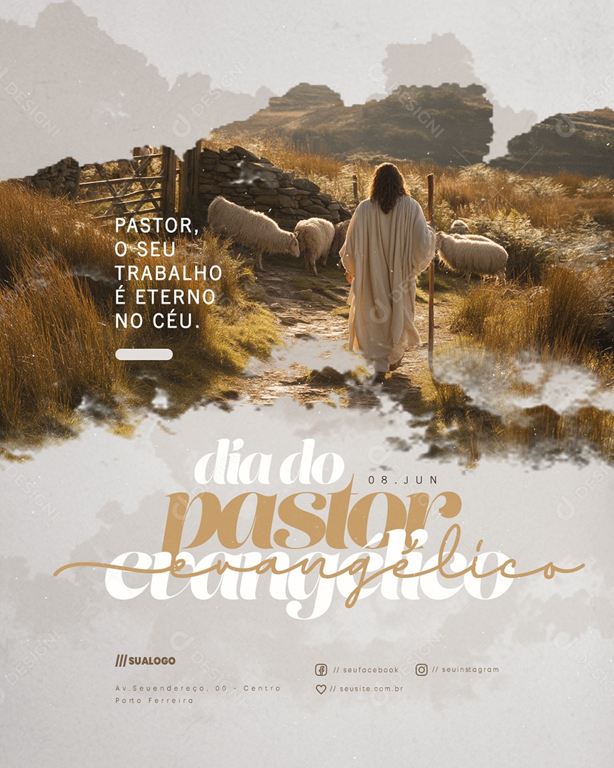 Dia do Pastor Evangélico 08 de Junho Social Media PSD Editável