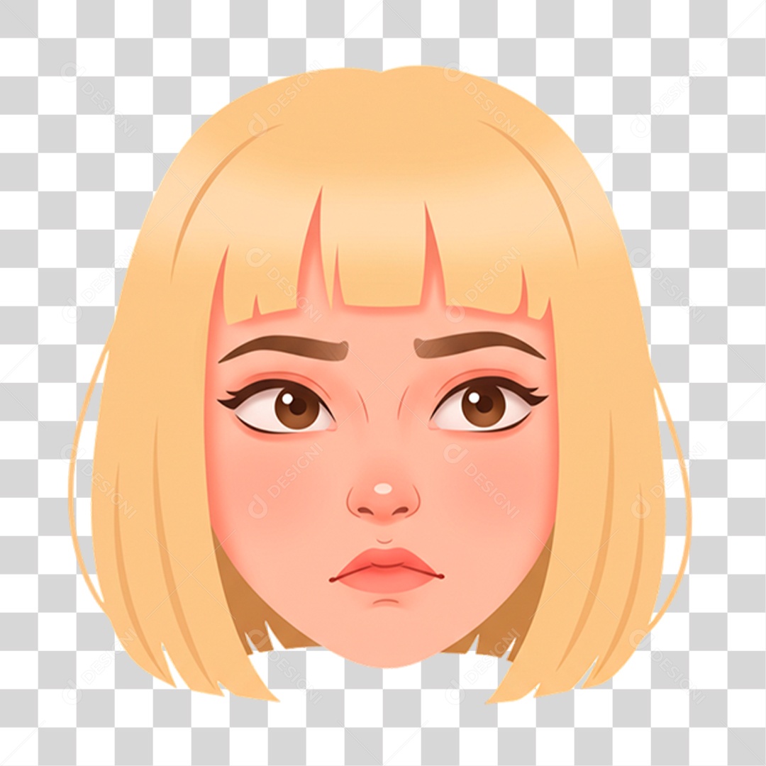 Caricatura Mulher Seria PNG Transparente