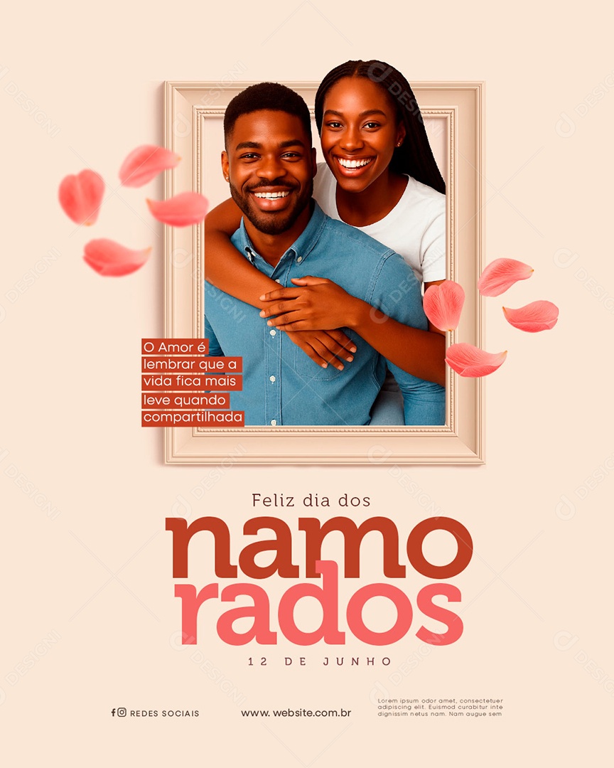 Feliz Dia dos Namorados 12 de junho Social Media PSD Editável