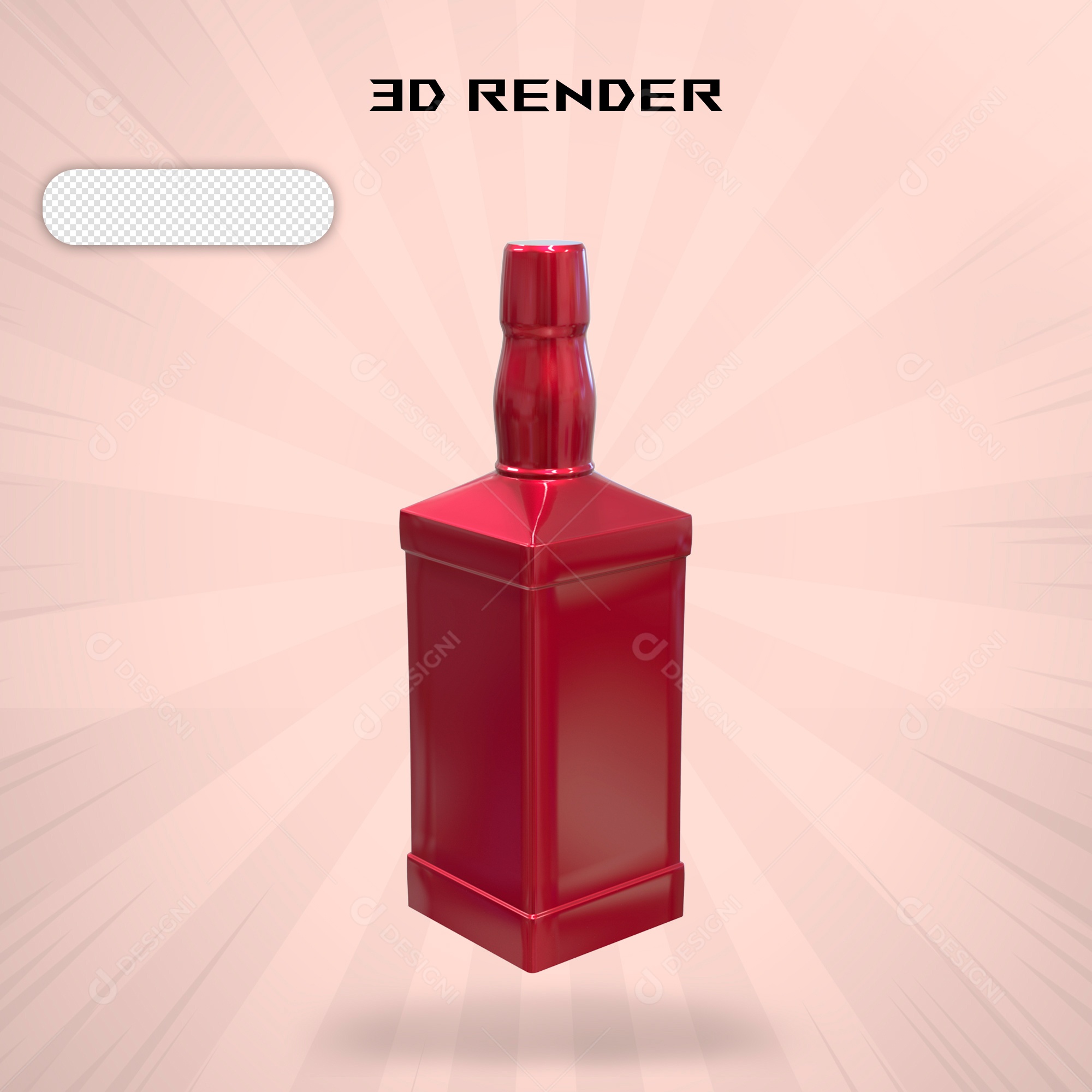 Elemento 3D Garrafa de Whisky Para Composição PSD