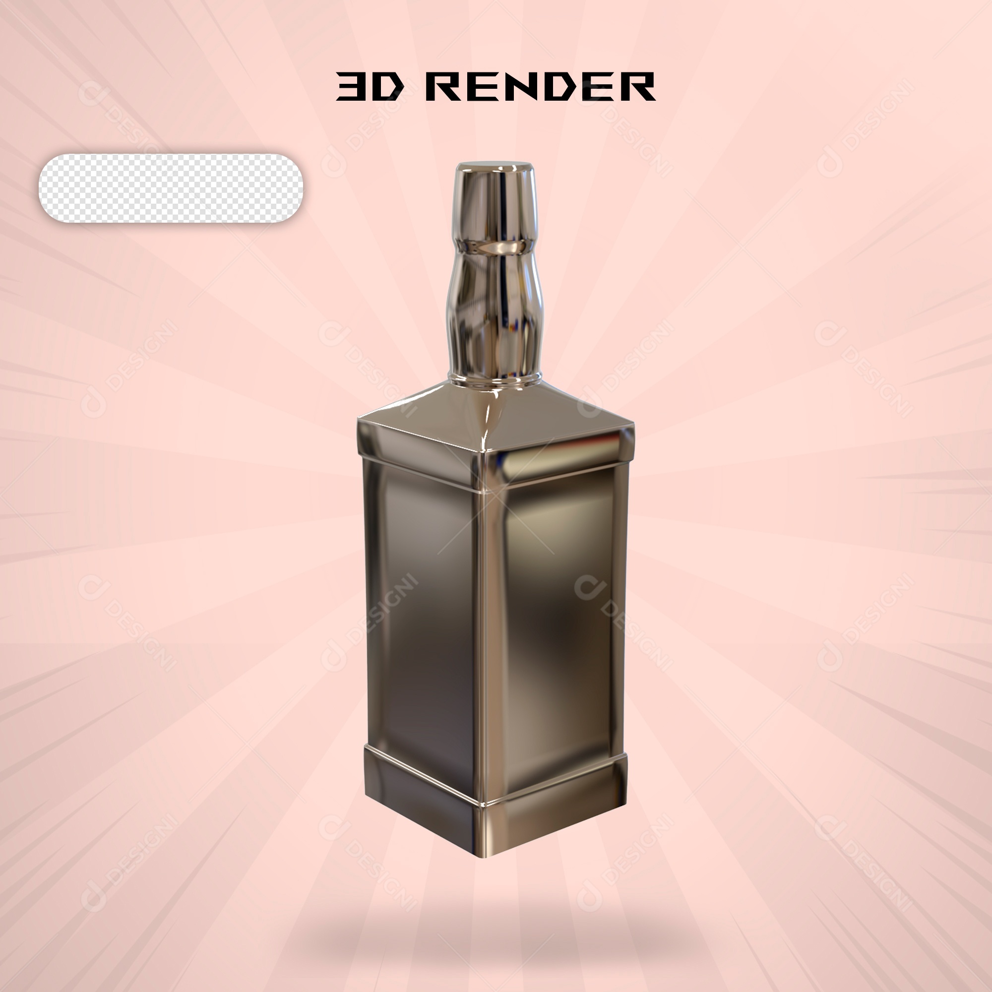 Elemento 3D Garrafa de Whisky Para Composição PSD