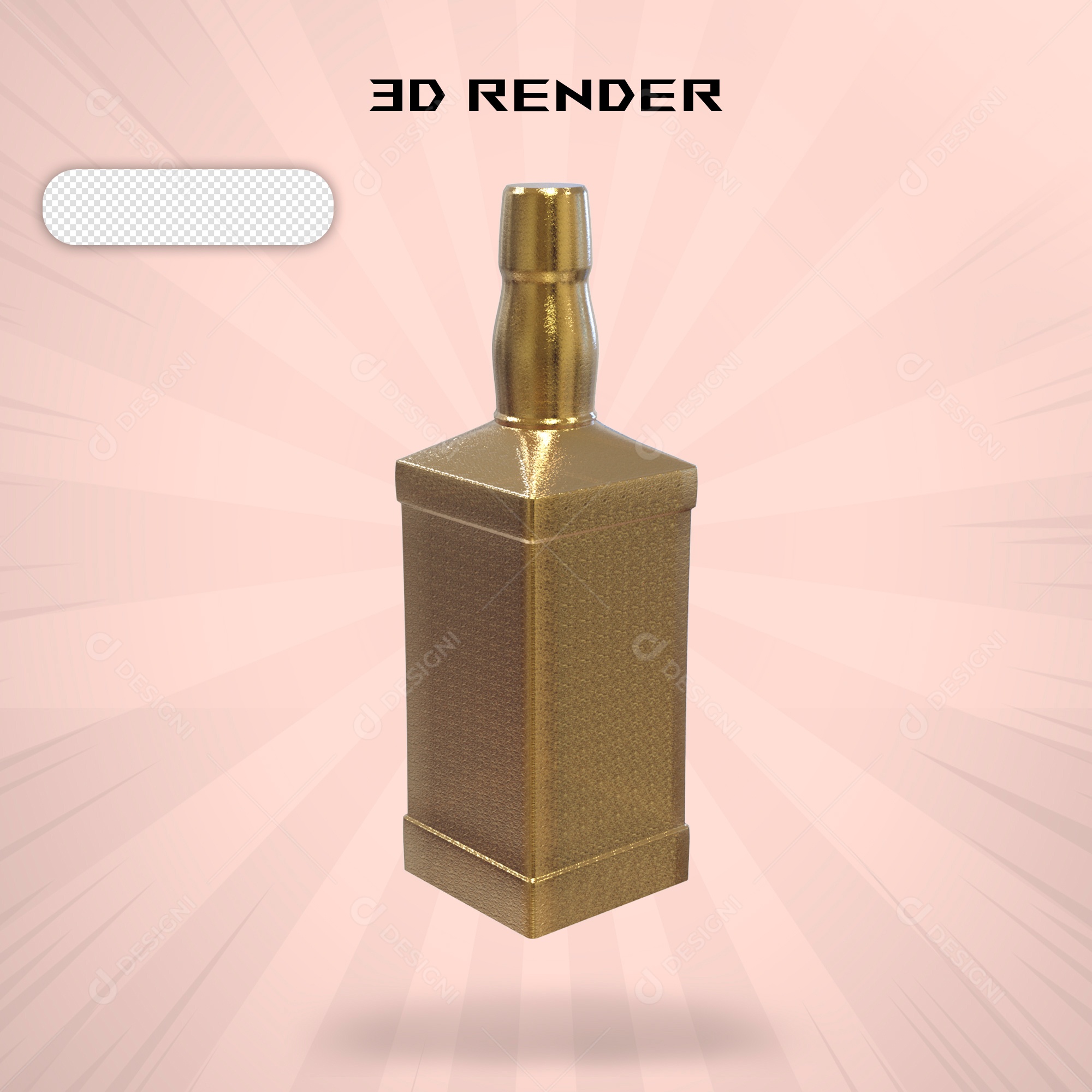 Elemento 3D Garrafa de Whisky Para Composição PSD