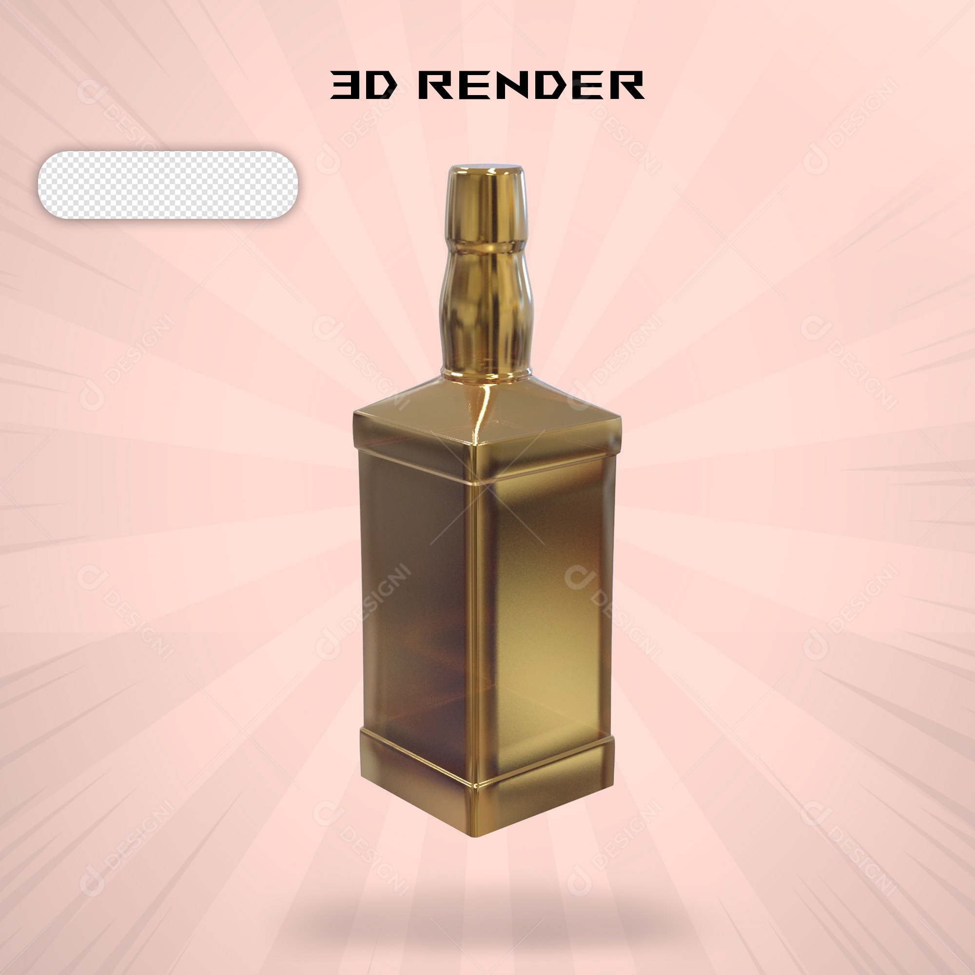 Elemento 3D Garrafa de Whisky Para Composição PSD