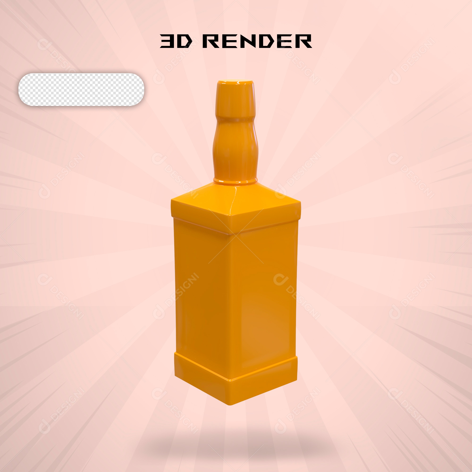 Elemento 3D Garrafa de Whisky Para Composição PSD