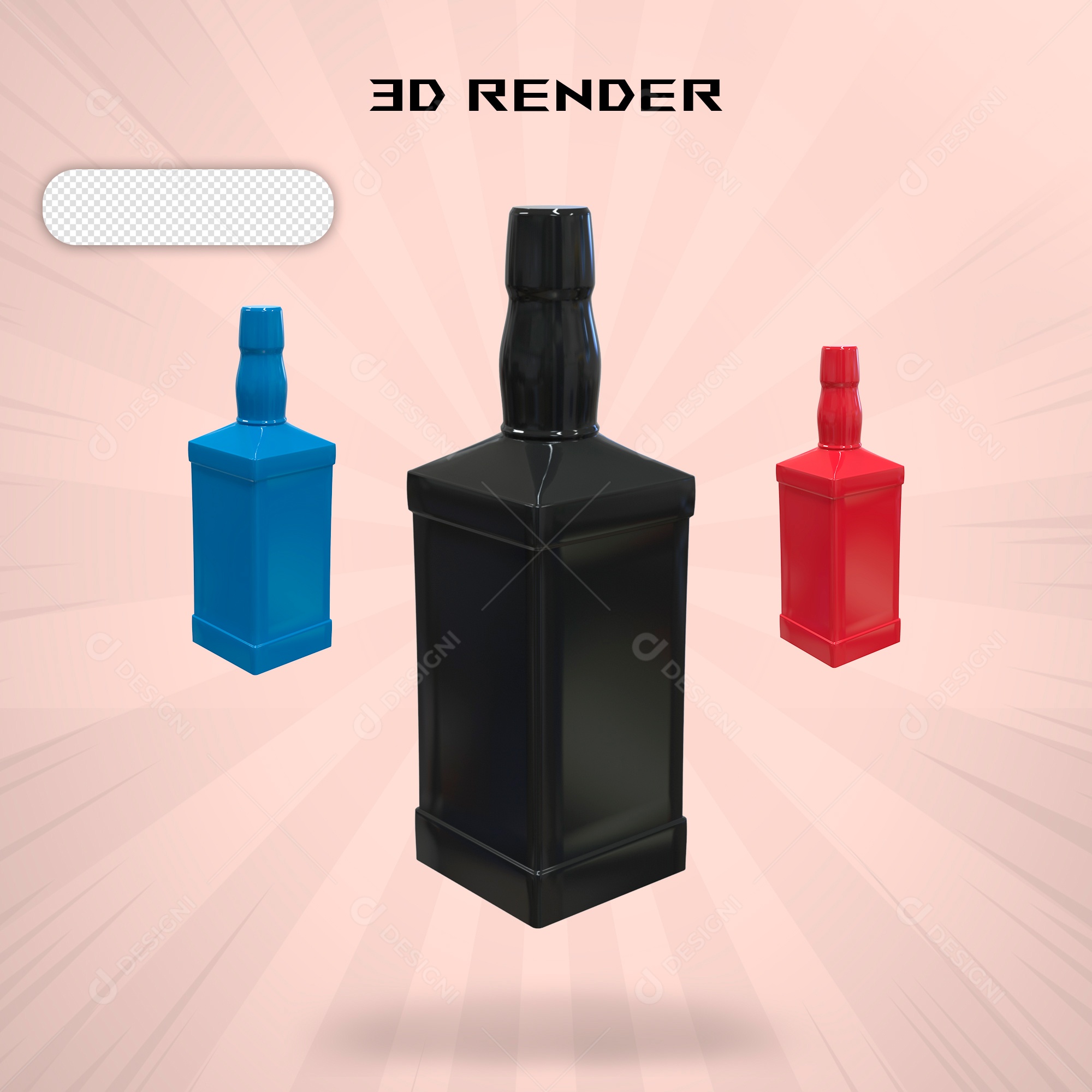 Elemento 3D Garrafa de Whisky Para Composição PSD