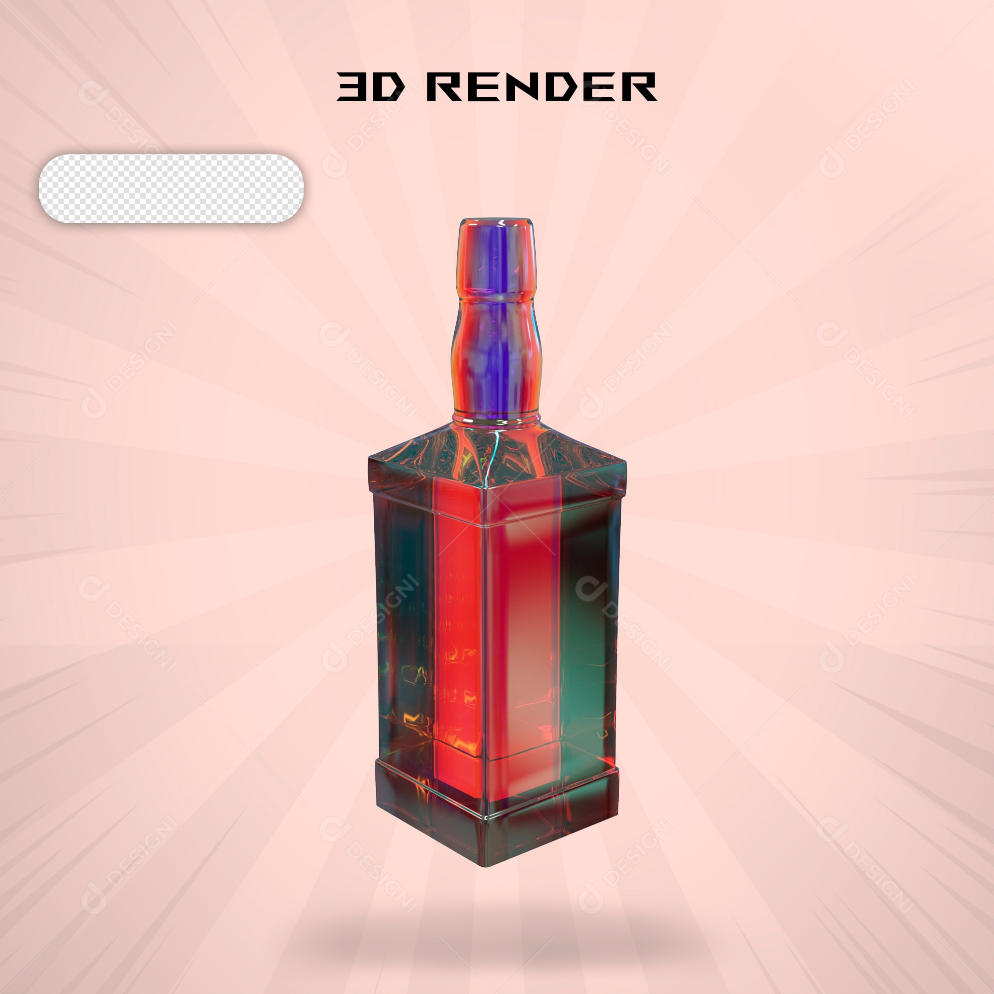 Elemento 3D Garrafa de Whisky Para Composição PSD