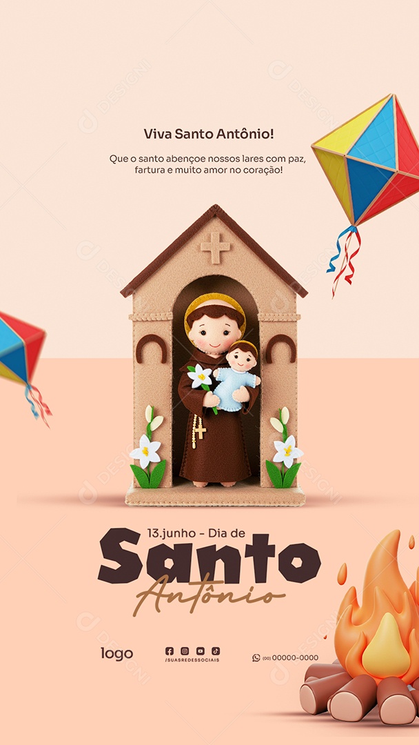 Story Dia de Santo Antônio 13 de Junho Social Media PSD Editável