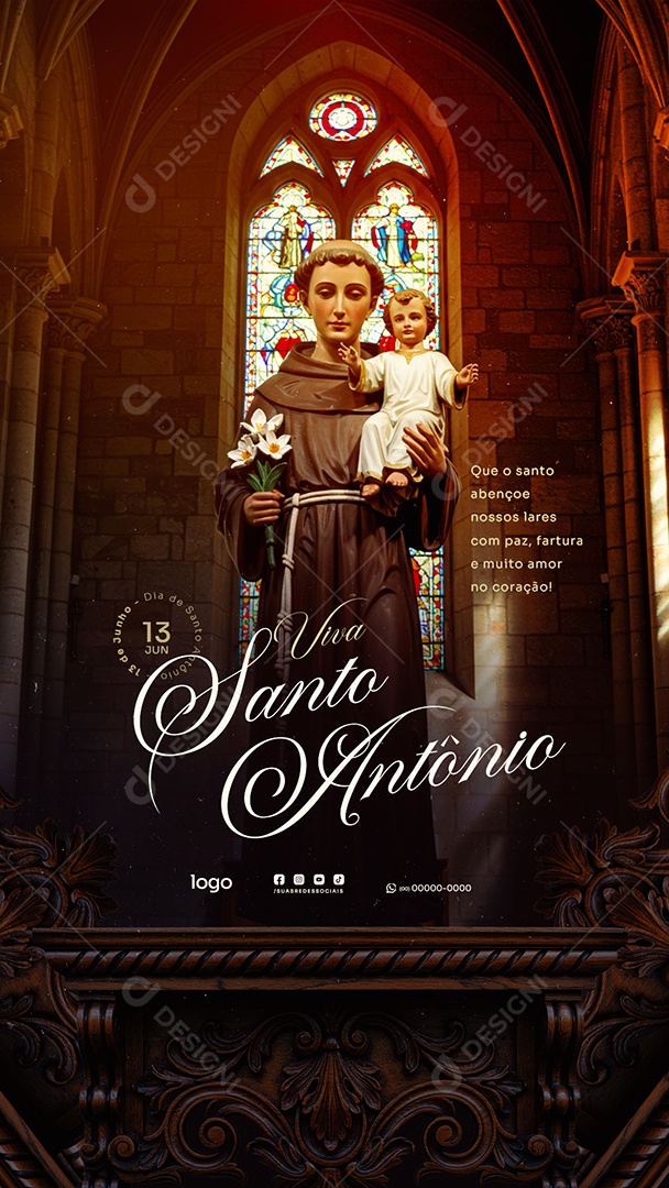 Story Dia de Santo Antônio 13 de Junho Social Media PSD Editável
