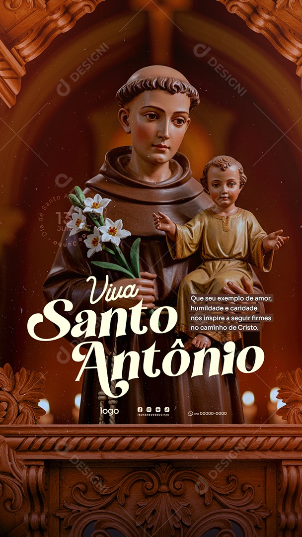Story Dia de Santo Antônio 13 de Junho Social Media PSD Editável
