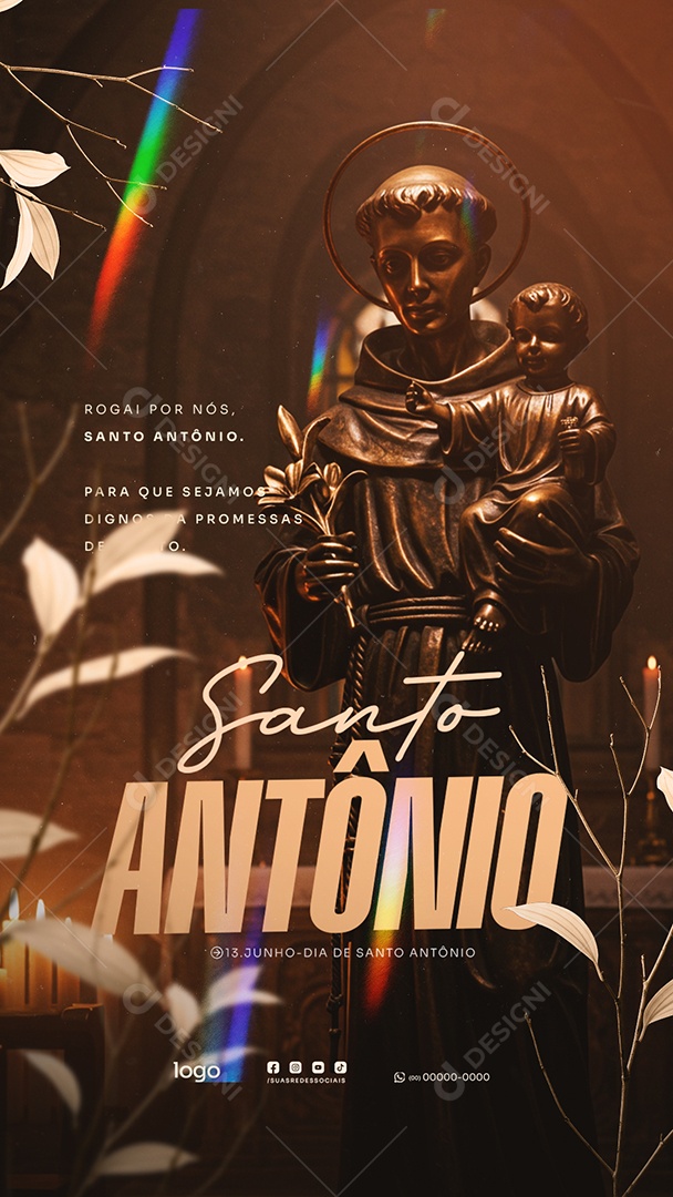 Story Dia de Santo Antônio 13 de Junho Social Media PSD Editável