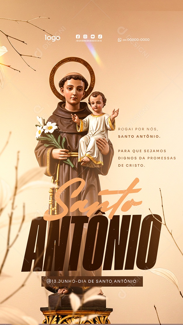 Story Dia de Santo Antônio 13 de Junho Social Media PSD Editável