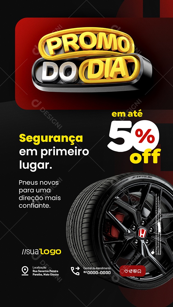 Story Oficina Mecânica Promo do Dia em Até 50% Off Social Media PSD Editável