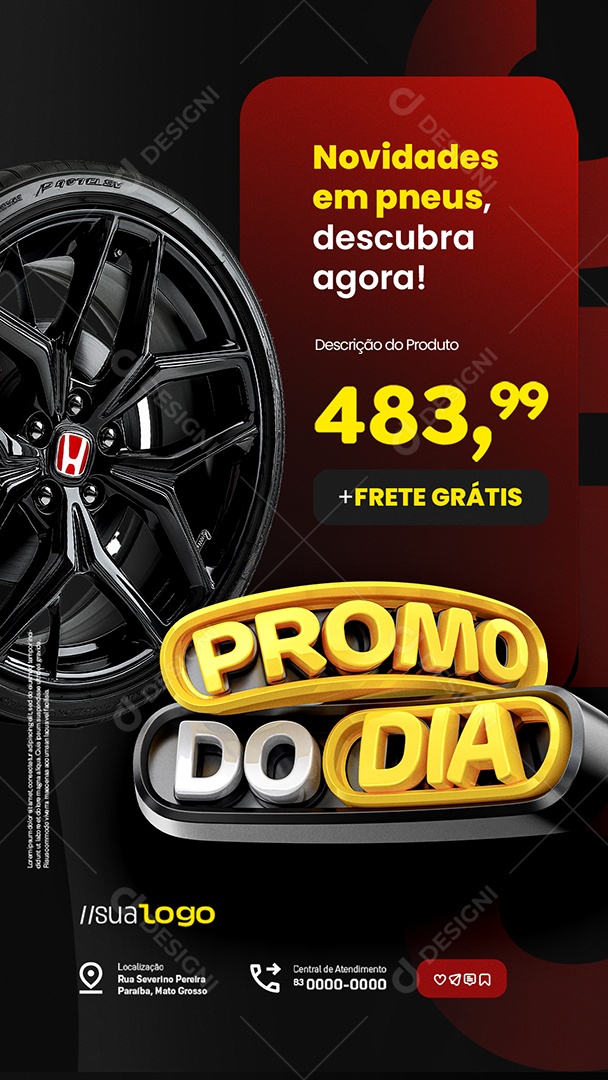 Story Oficina Mecânica Novidades em Pneus Promo do Dia Social Media PSD Editável