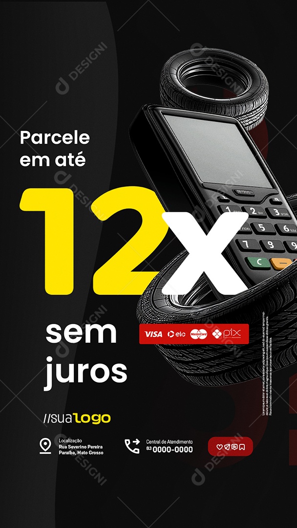 Story Oficina Mecânica Parcele em Até 12x Sem Juros Social Media PSD Editável