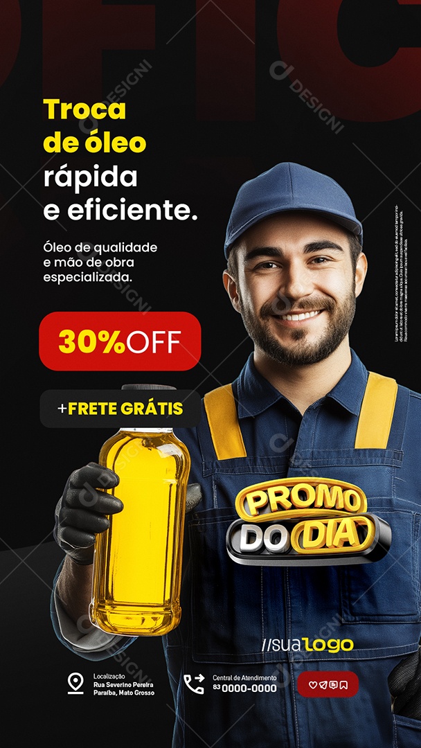 Story Oficina Mecânica Troca de Óleo Rápida e Eficiente Social Media PSD Editável