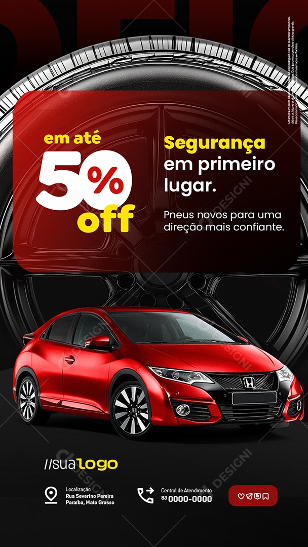 Story Oficina Mecânica Segurança em Primeiro Lugar Social Media PSD Editável