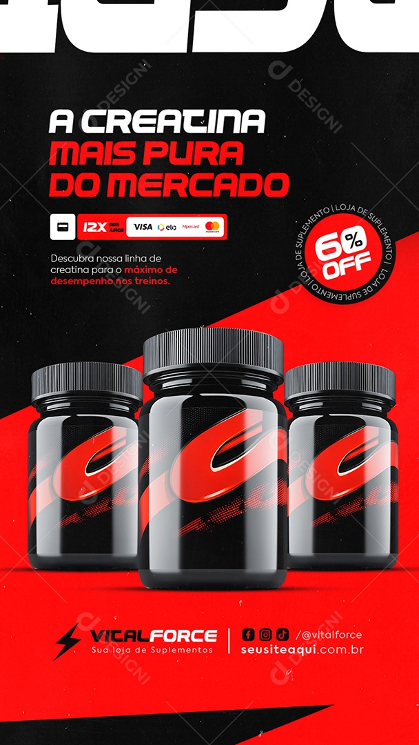 Story Loja de Suplementos a Creatina Mais Pura do Mercado Social Media PSD Editável