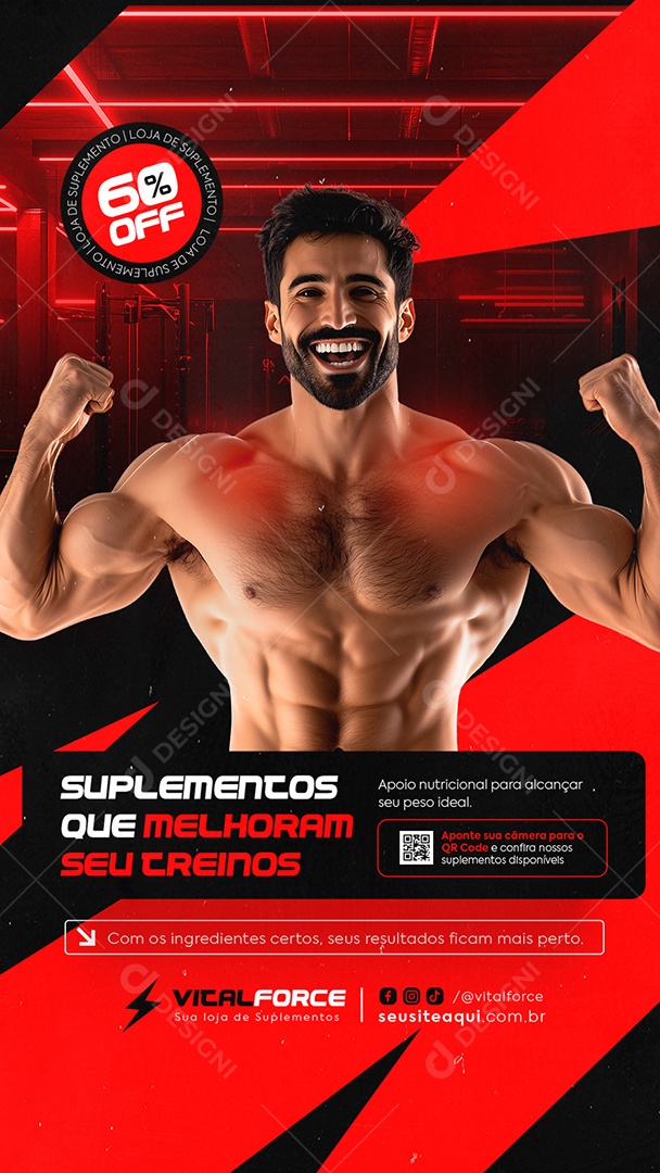 Story Loja de Suplementos 60% Off Social Media PSD Editável