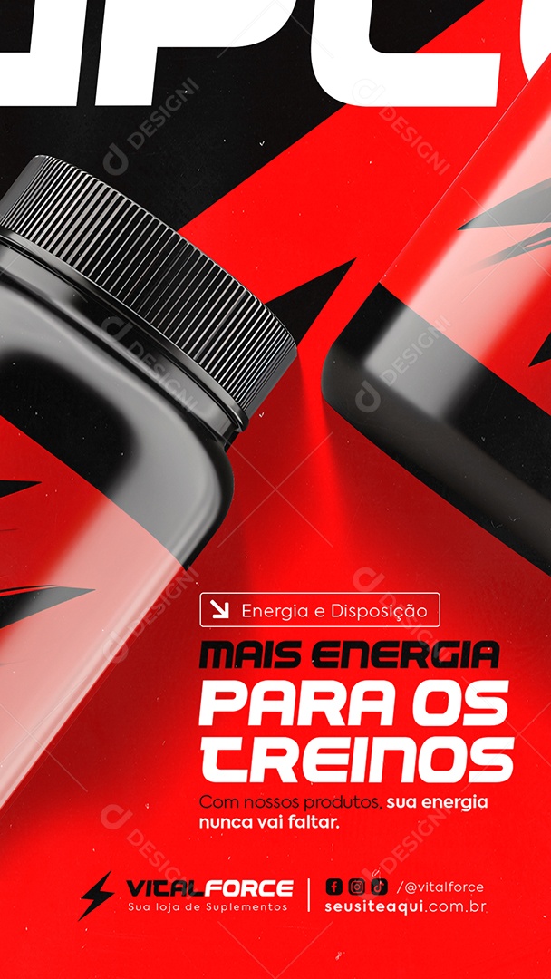 Story Loja de Suplementos Energia e Disposição Social Media PSD Editável