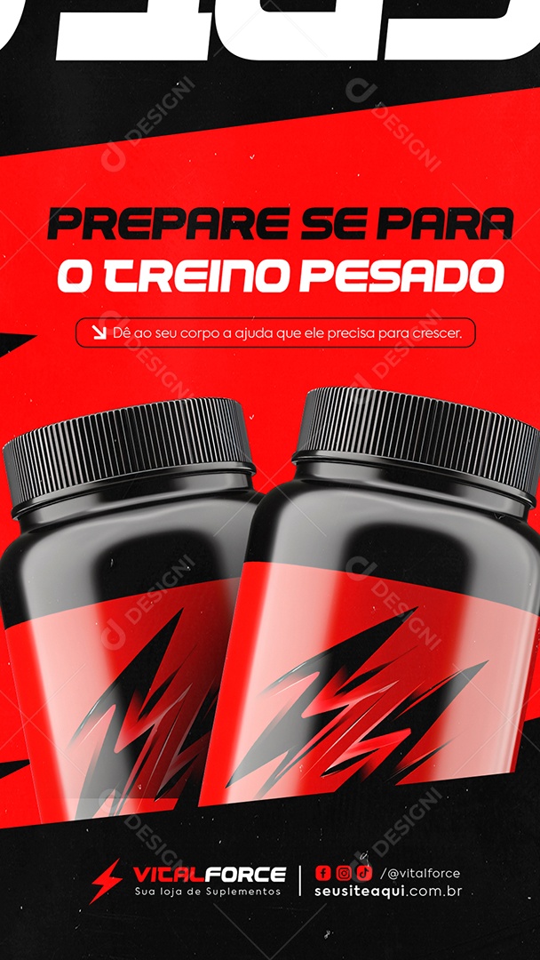 Story Loja de Suplementos Prepare Se para o Treino Pesado Social Media PSD Editável