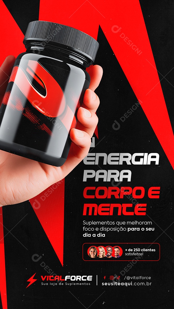 Story Loja de Suplementos Energia para Corpo e Mente Social Media PSD Editável