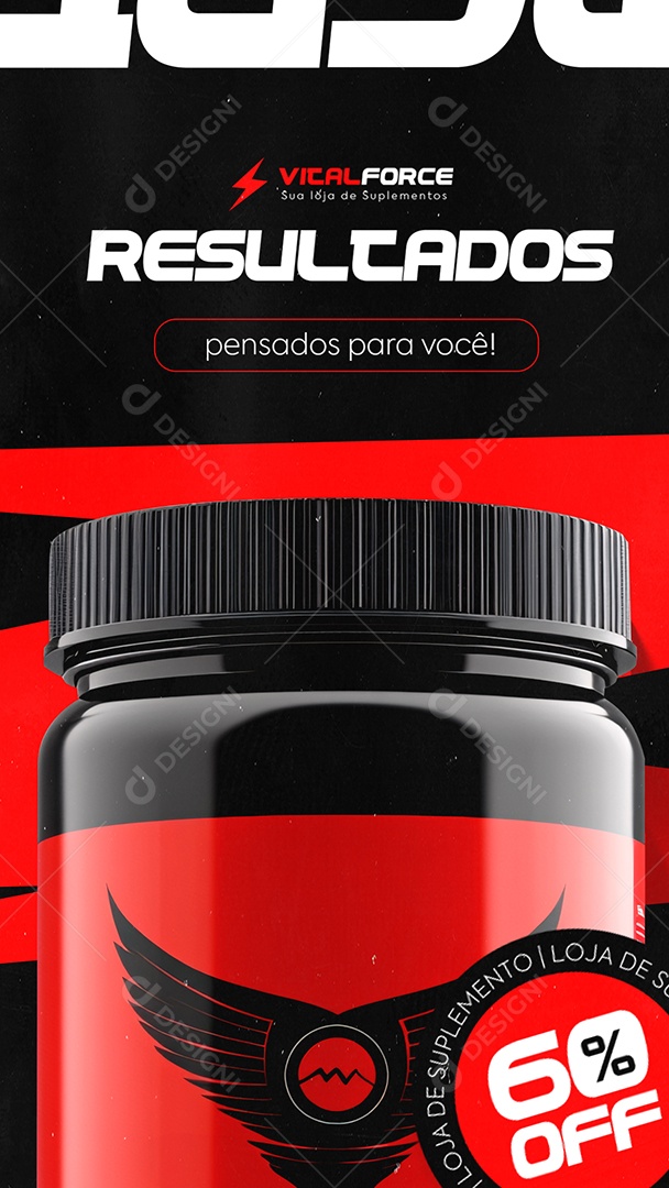 Story Loja de Suplementos Resultados Pensados para Você Social Media PSD Editável