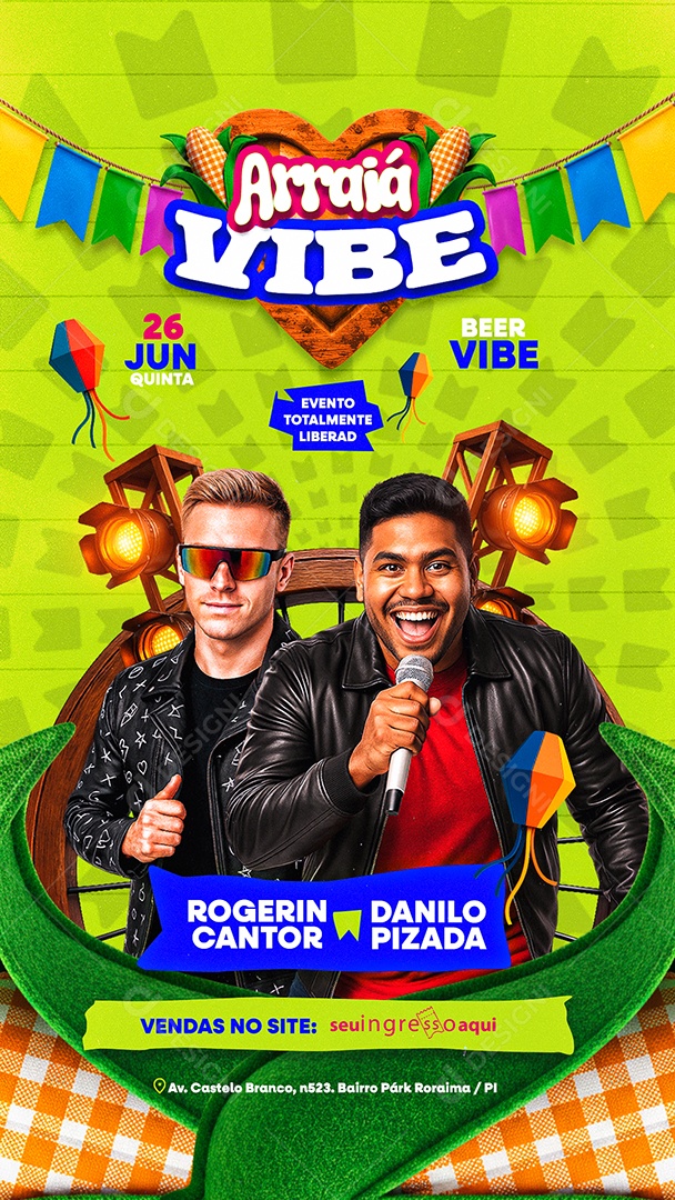 Story Flyer Arraiá Vibe Evento Totalmente Social Media PSD Editável