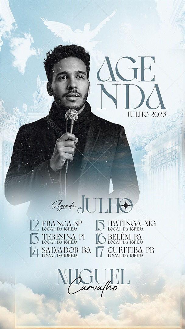 Story Flyer Gospel Agenda Julho 2025 Social Media PSD Editável