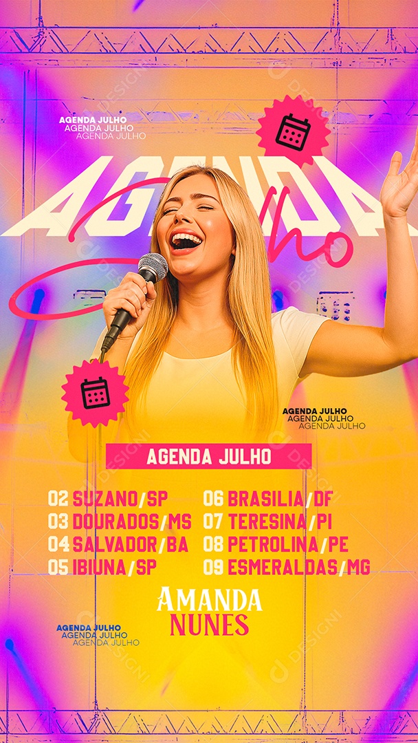 Story Gospel Agenda Julho Social Media PSD Editável