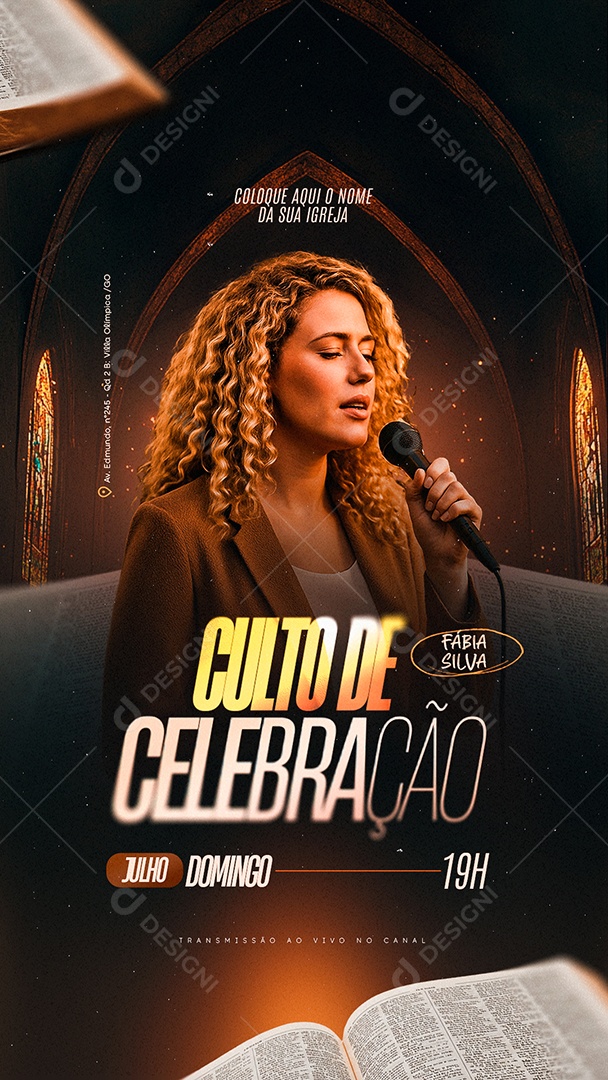 Story Gospel Culto de Celebração Social Media PSD Editável