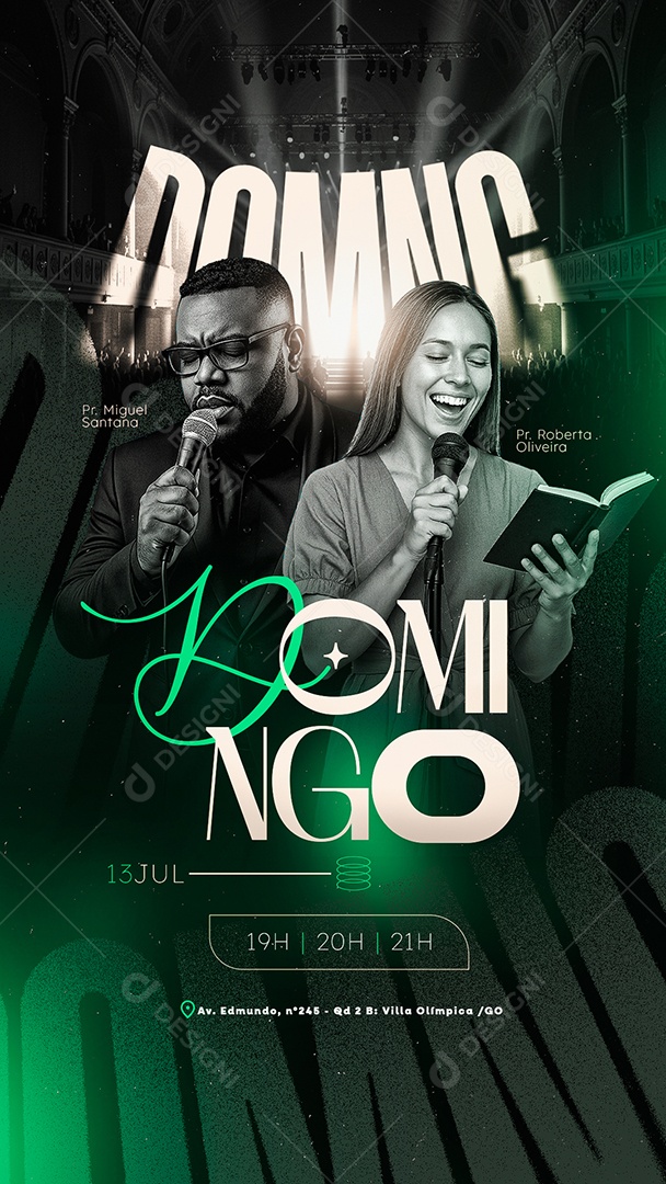 Story Gospel Domingo Culto Social Media PSD Editável