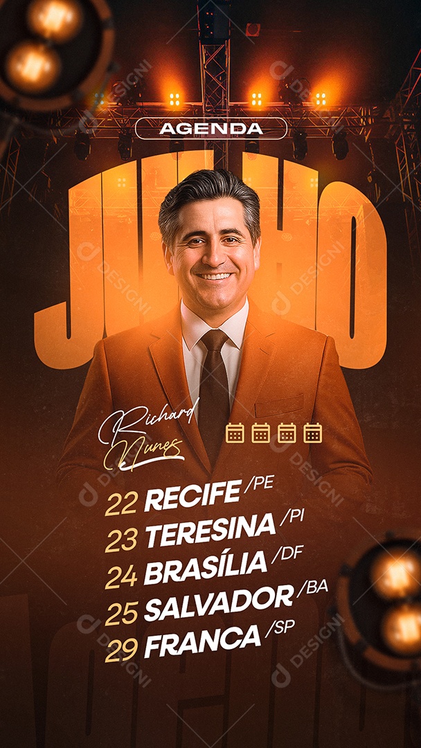 Story Flyer Gospel Agenda Julho Social Media PSD Editável