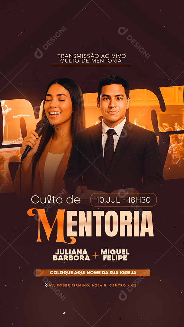 Story Gospel Culto de Mentoria Social Media PSD Editável