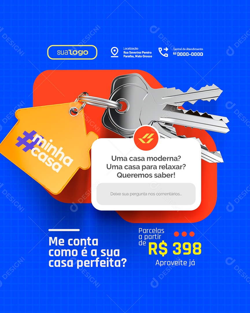 Imobiliária Uma Casa Moderna Social Media PSD Editável