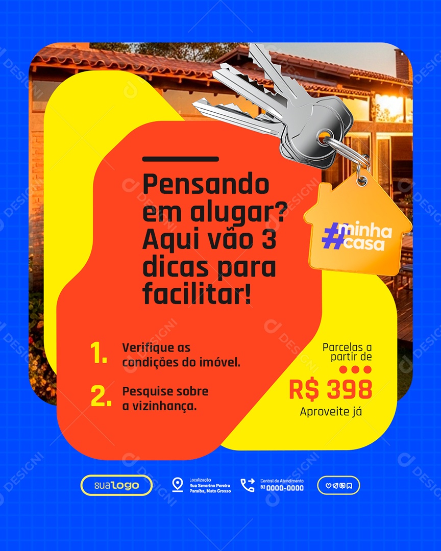 Imobiliária Pensando em Alugar Social Media PSD Editável