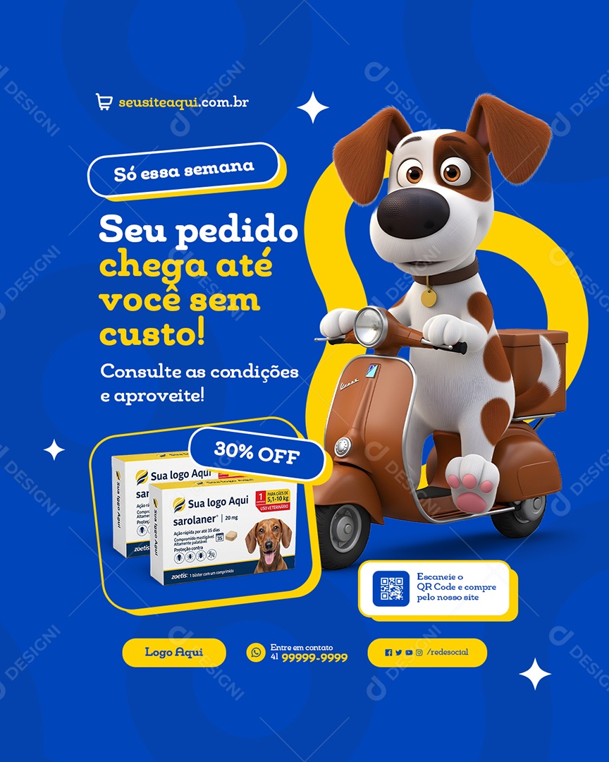 Pet Shop Seu Pedido Chega Até Você Sem Custo Social Media PSD Editável