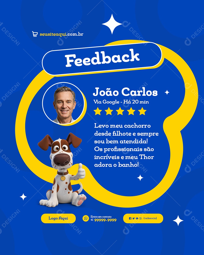 Pet Shop Feedback Social Media PSD Editável